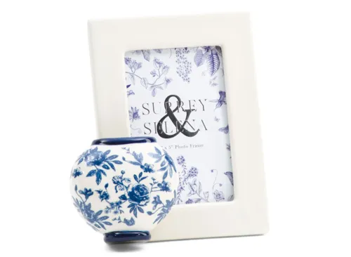 ONE DESIGN 3.5x5 Chinoiserie Vase Ceramic Tabletop Picture Frame