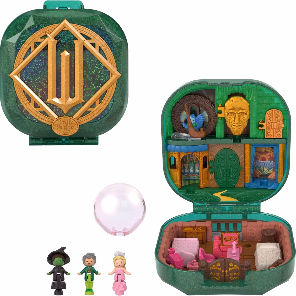 Polly Pocket Micro Dolls and Playset, Collector Wicked Compact with Hat and Bubble Accessories