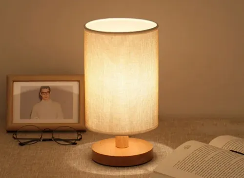 RXIRUCGD Bedside Lamp Night Light Warm White Gift Wood Table lamp
