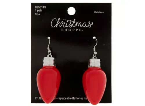 Red Light Up Christmas Bulb Earrings