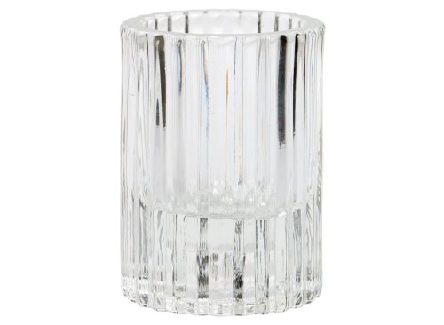 Ribbed Glass Tea Light Candleholder