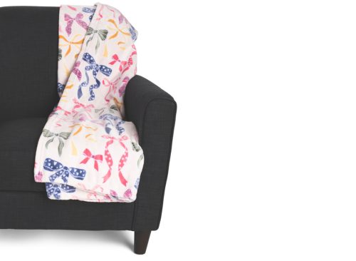 SHABBY CHIC Girls Delicate Bows Fleece Throw