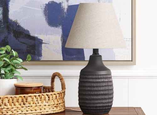 Small Textured Ceramic Lamp Base Black