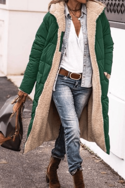 Solid Color Hooded Long Coat Winter Long Sleeve