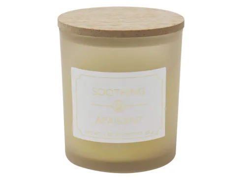 Soothing Scented Candle in Frosted Glass with Wood Lid