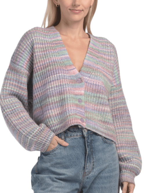 Space Dye Open Front Cardigan