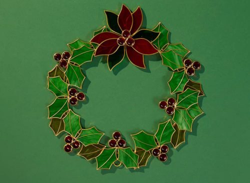 Stained Glass Wreath Wall Hanging