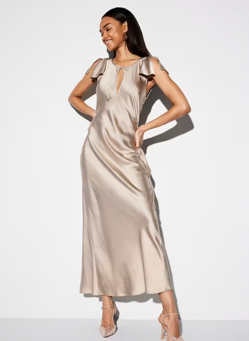 The Occasion by Old Navy Flutter-Sleeve Keyhole Satin Maxi Dress