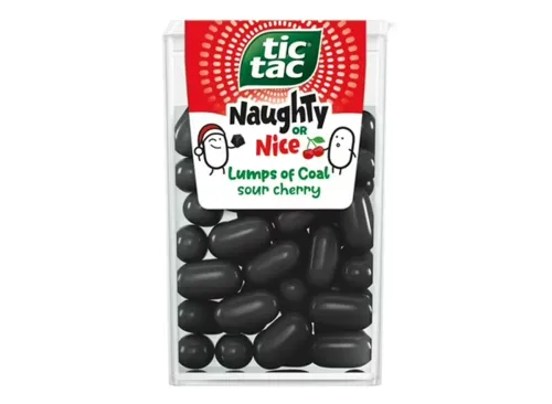 Tic Tac Naughty or Nice Lumps Of Coal Sour Cherry Mints, Hard Mints, Stocking Stuffer