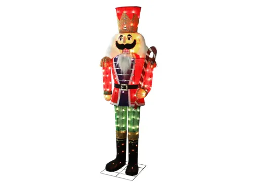 VEIKOUS 61.8-in Freestanding Nutcracker Yard decoration with White Incandescent Lights