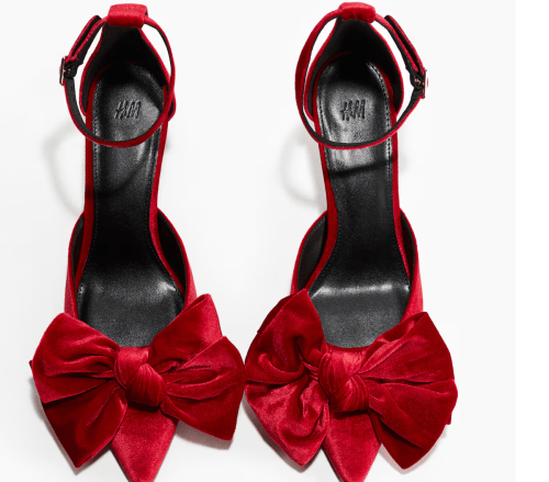 Velvet bow slingback shoes