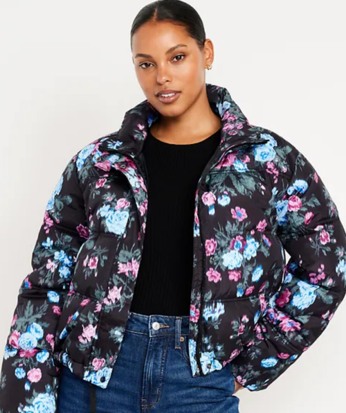 Water-Resistant Printed Puffer Jacket