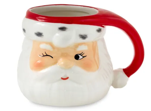 Winking Santa Holiday Sculpted Mug