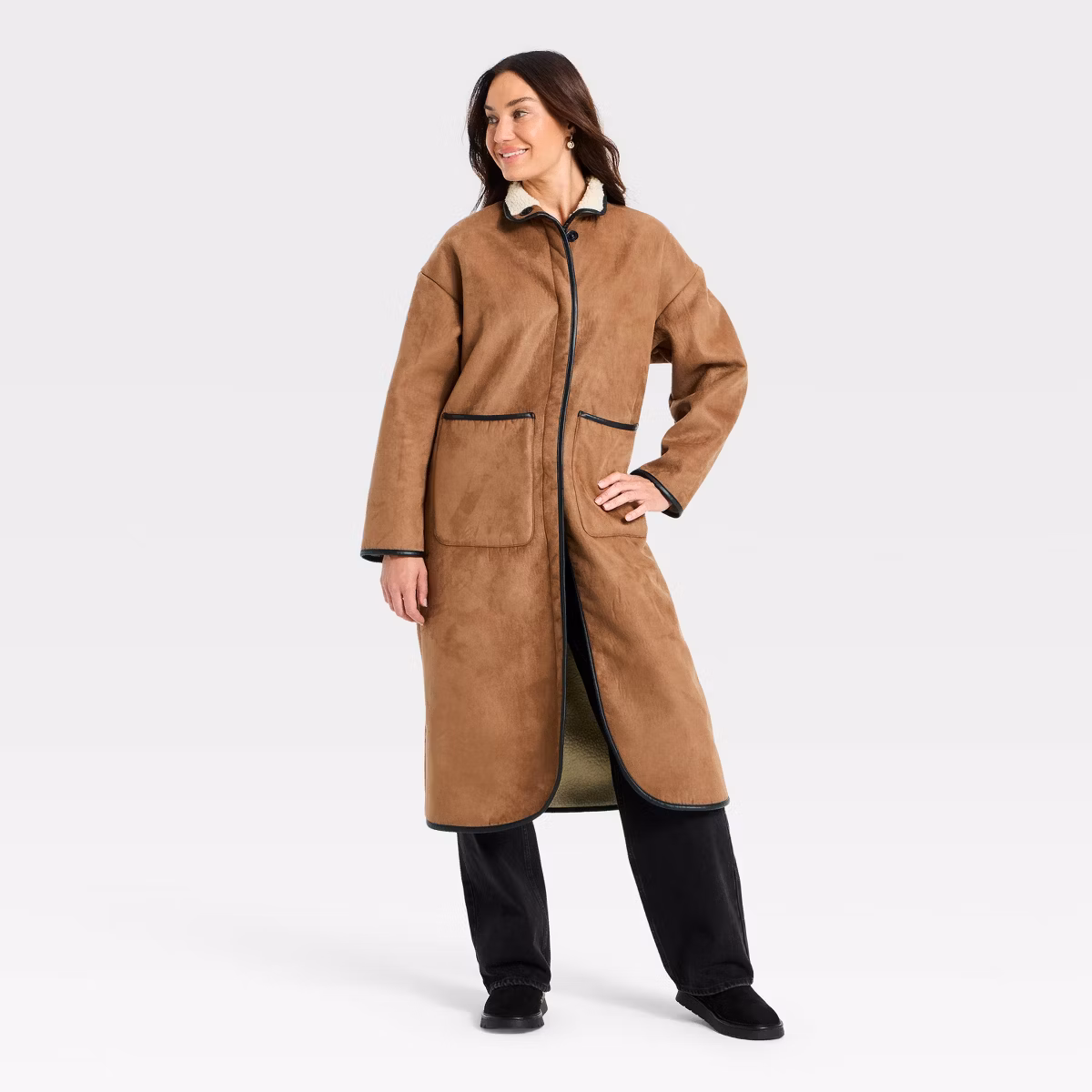 Women's Faux Suede Long Coat