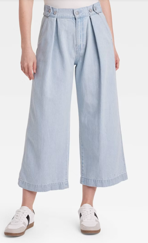 Women's High-Rise Cropped Two Way Denim Trousers - Universal Thread