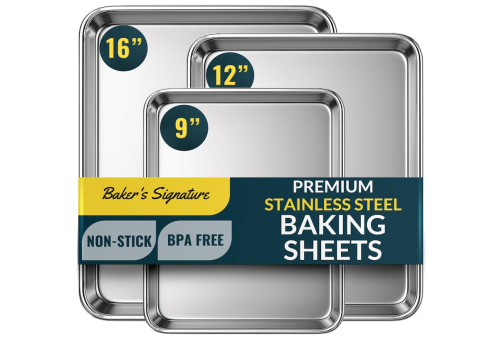 set of stainless steel cookie sheets