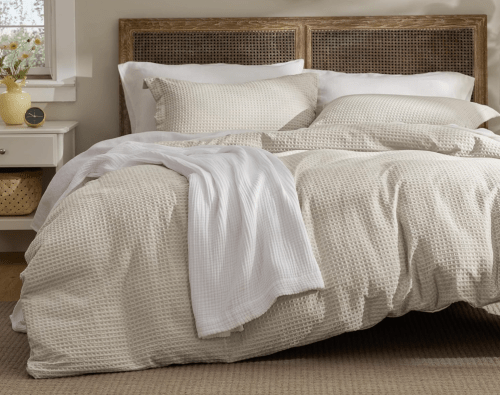 beige waffle duvet set