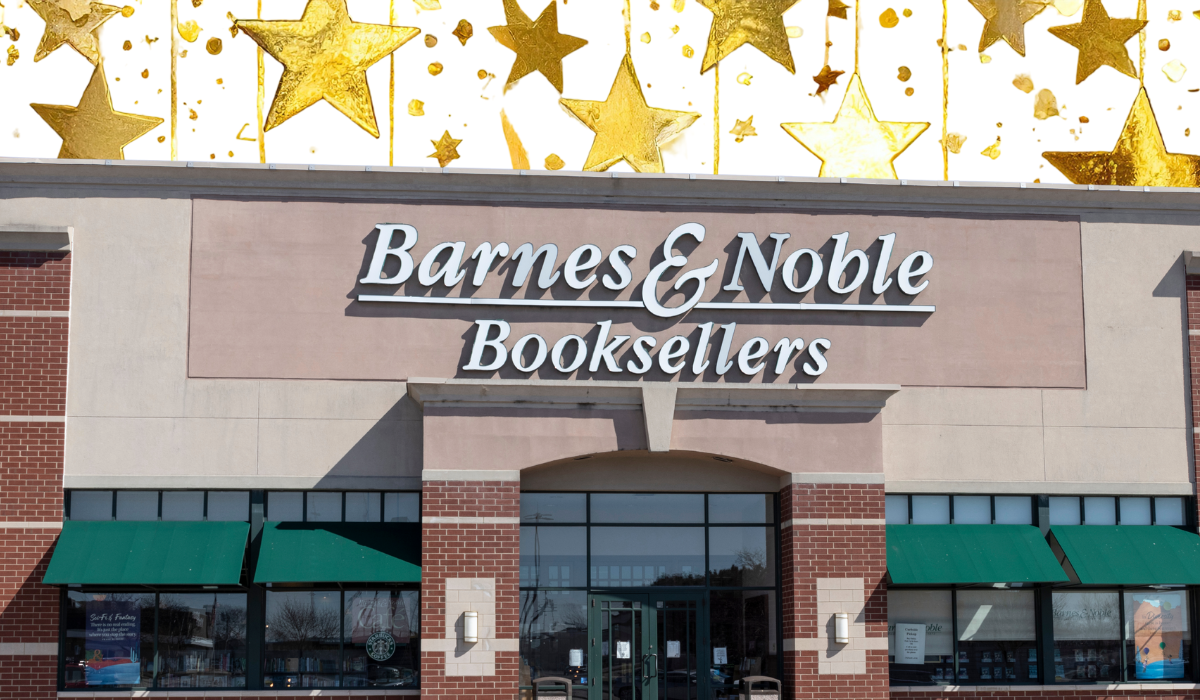 Barnes & Noble store with a gold star background