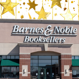 Barnes & Noble store with a gold star background