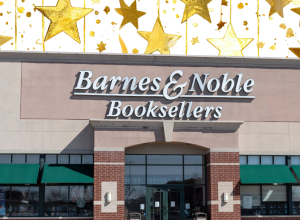 Barnes & Noble store with a gold star background