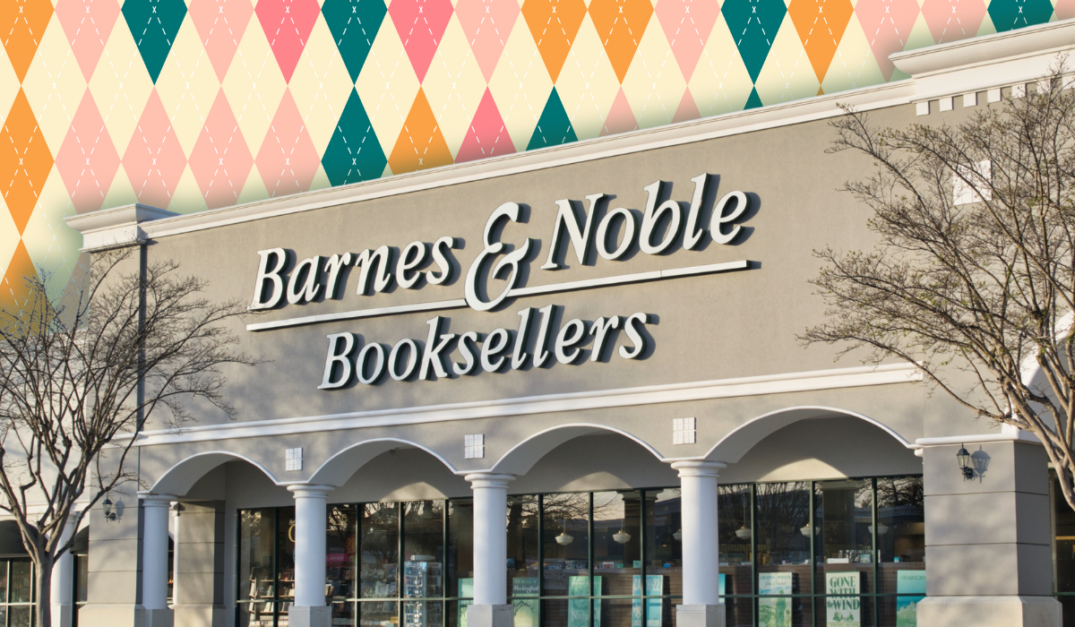 Barnes & Noble store with a colorful background