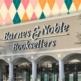 Barnes & Noble store with a colorful background