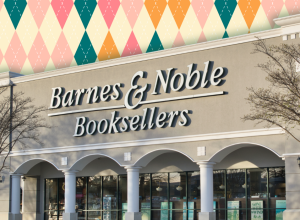 Barnes & Noble store with a colorful background