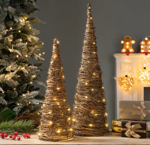 rattan tabletop Christmas trees