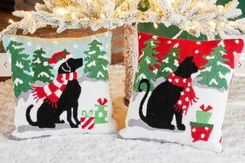 christmas cat and dog pillows