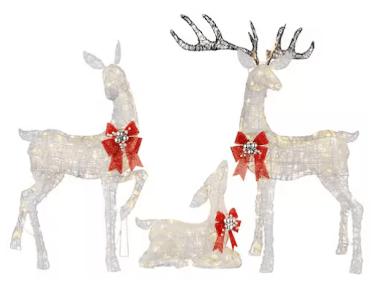 Set Of 3 Polar Wishes LED Deer Family Holiday Yard Decoration