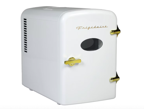 white mini fridge