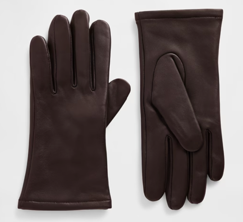 brown leather gloves
