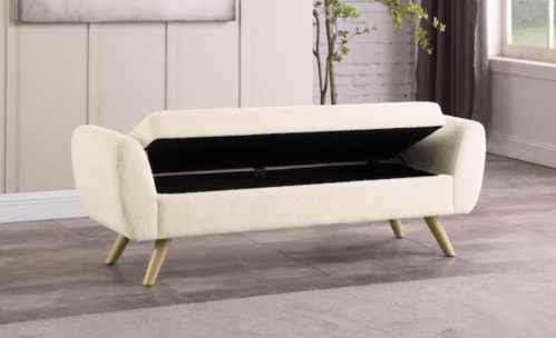cream storage bench