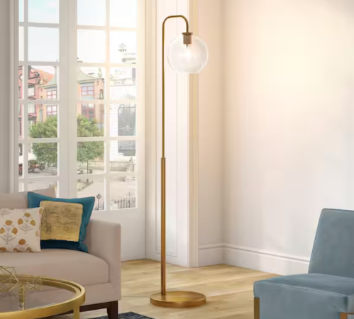 bronze and glass floor lamp