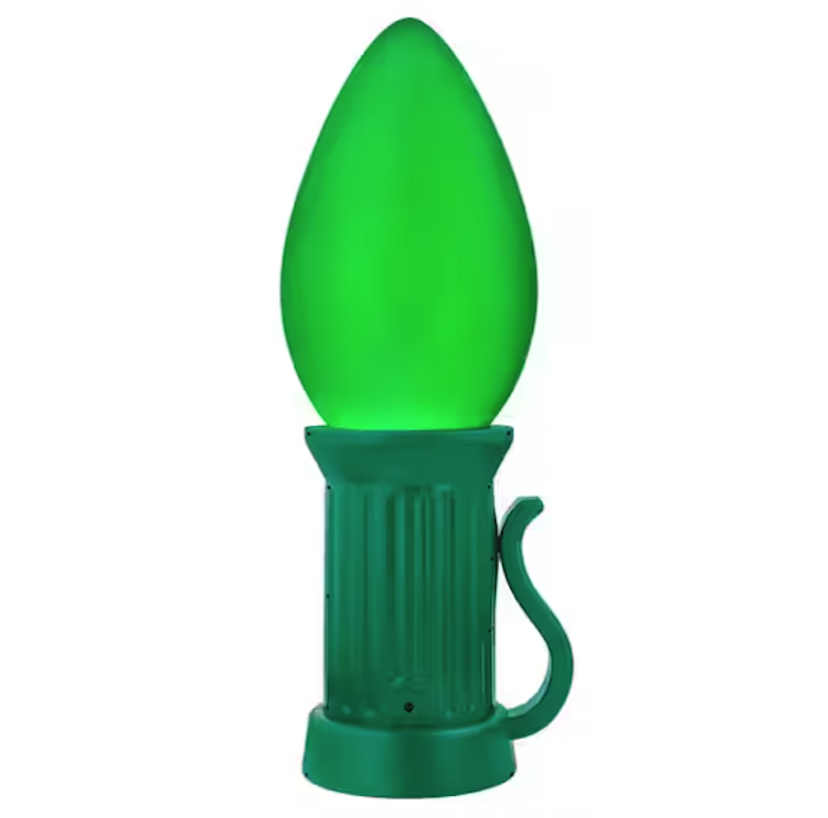 3 ft. Battery Operated LED Jumbo Green Bulb Holiday Yard Decoration