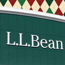 L.L. Bean store with a red and green argyle background