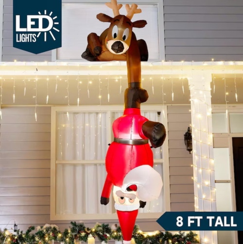 reindeer and santa christmas inflatable