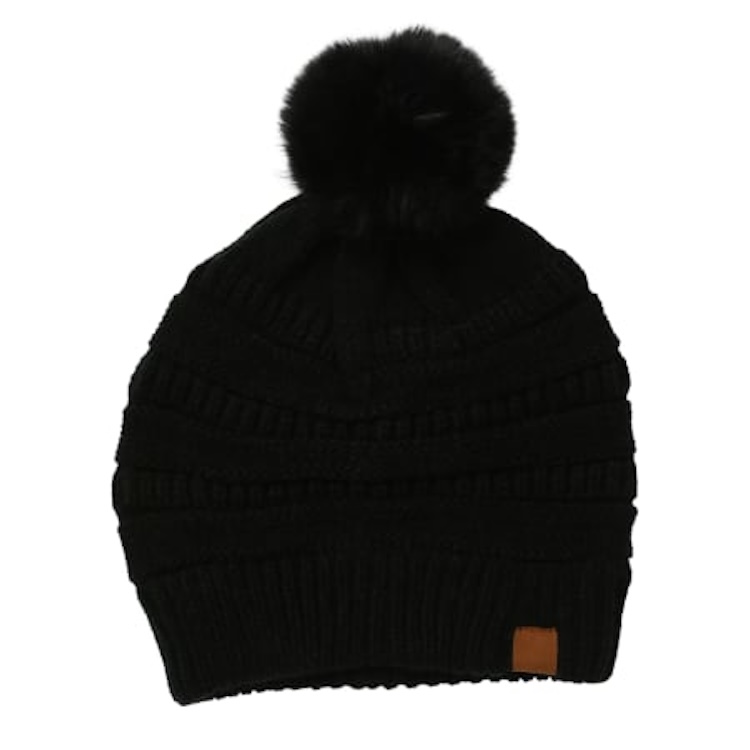 A pom sweater knit beanie from Five Below