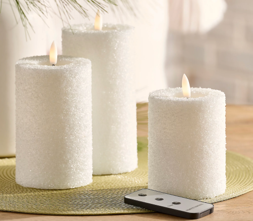 white battery-powered pillar candles