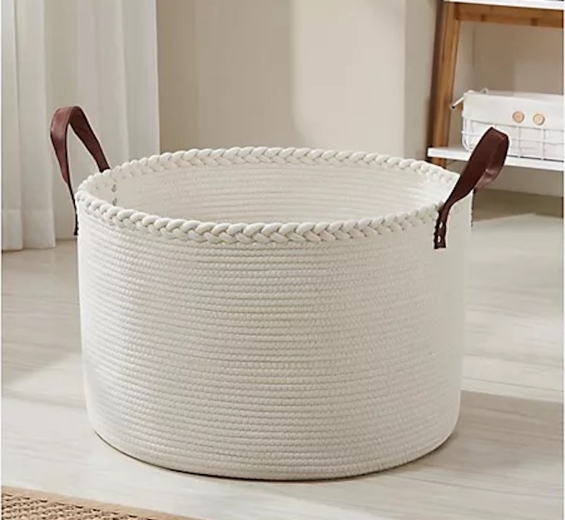 A rope laundry storage basket from QVC