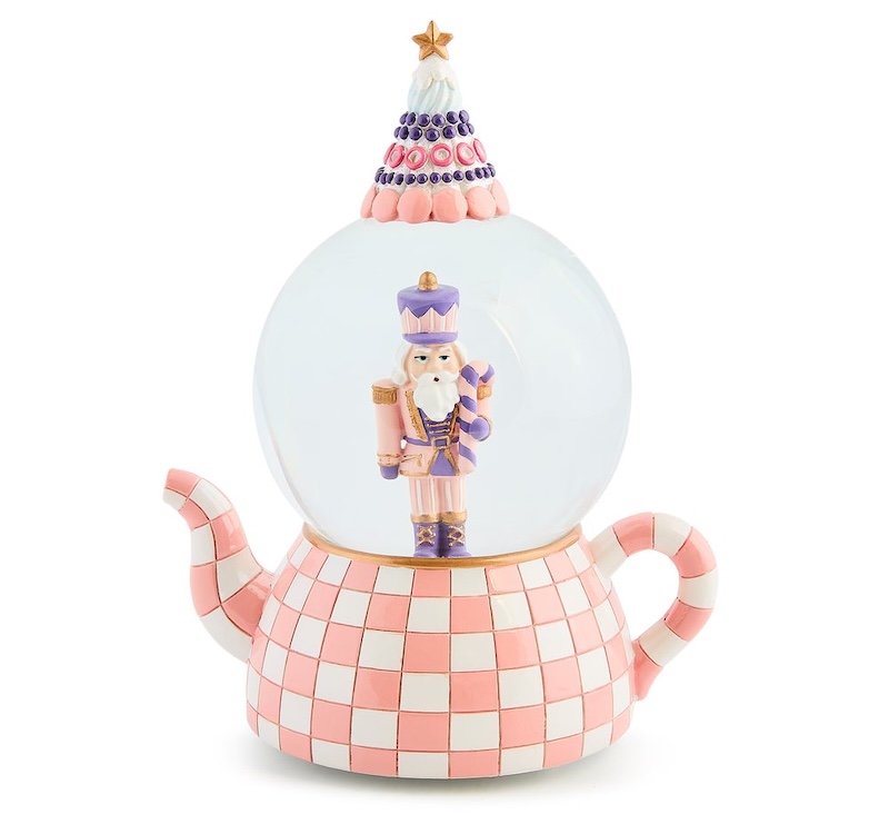 Rosy Check Teapot Snow Globe