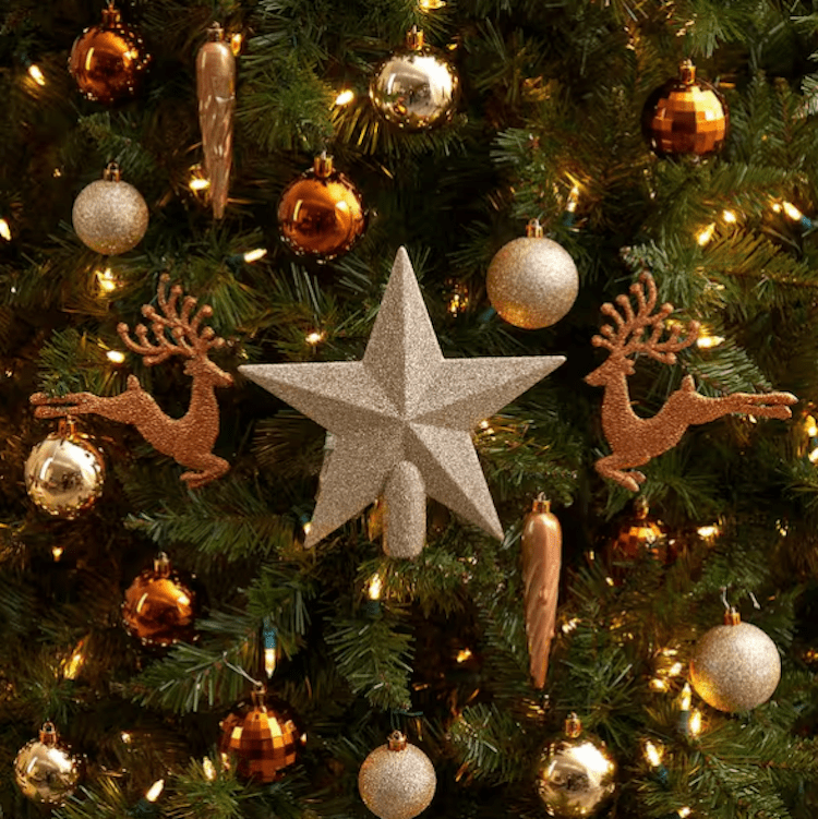 Shatterproof Holiday Christmas Lux Ornament Set with Re-Useable Storage Container