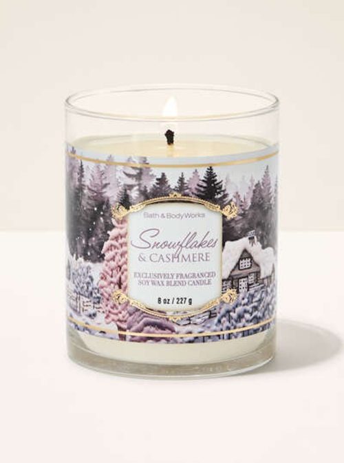 snowflakes and cashmere candle