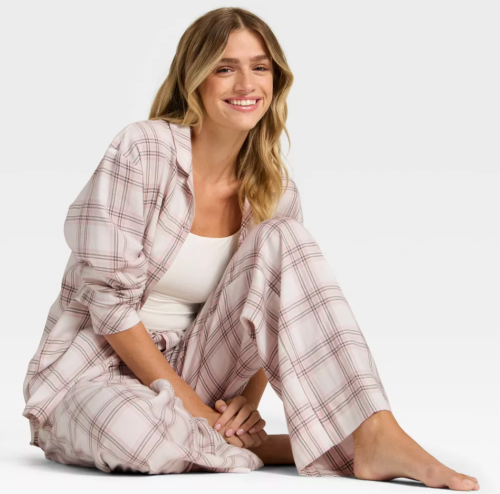 light pink flannel pajama set