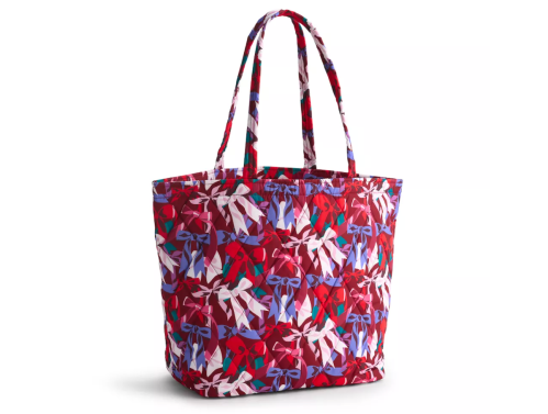 red and purple bow tote bag