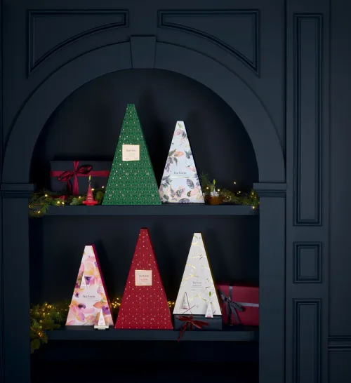 display of Tea Forte advent calendars