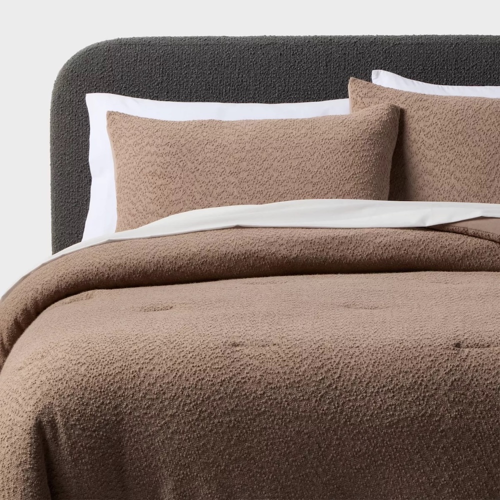 A Threshold Boucle Comforter set from target in Brown
