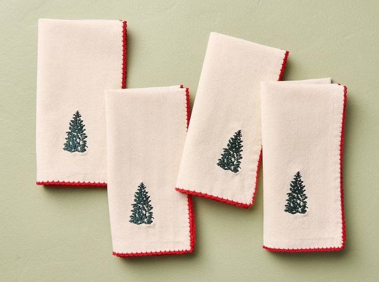 Cloth napkins with Christmas trees on them from Target
