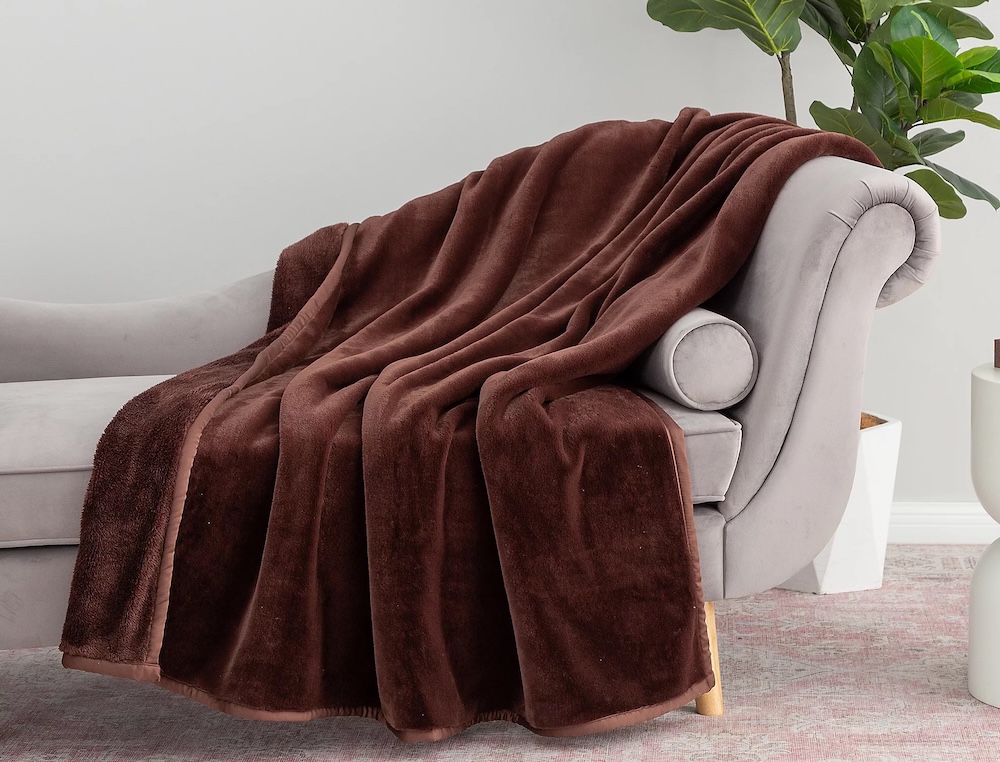 A brown velvet plush throw from QVC