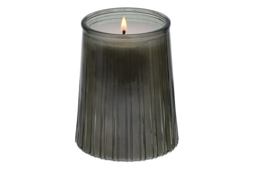 gray glass candle